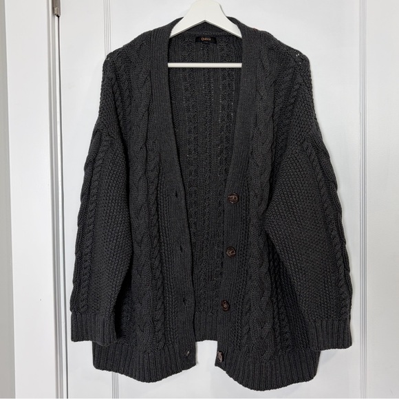 Quince 100% Organic Cotton Oversized Cable Cardigan size medium - Picture 2 of 13
